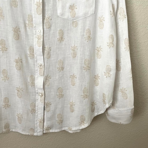 Rails Top Womens Small White Gold Charli Pineapple Linen Button Down Tropical - Picture 6 of 11